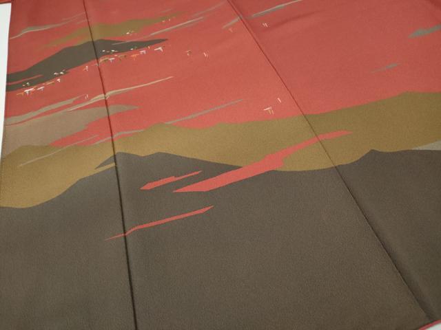 平和屋着物●訪問着　刺繍　遠山文　正絹　逸品　CABH9621ut