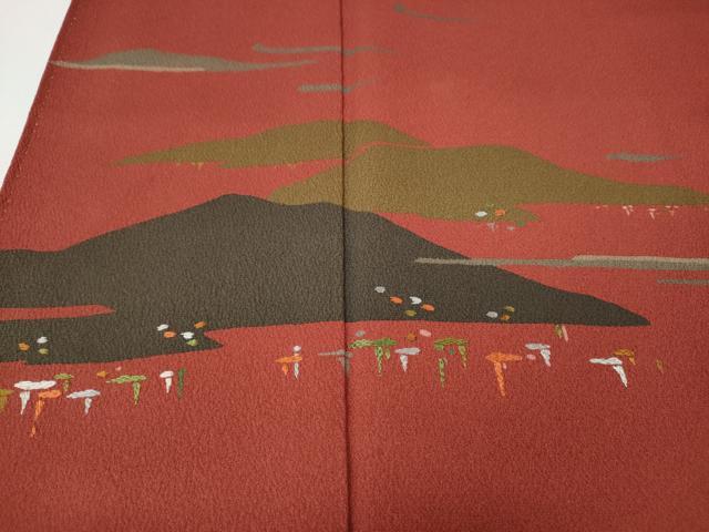平和屋着物●訪問着　刺繍　遠山文　正絹　逸品　CABH9621ut