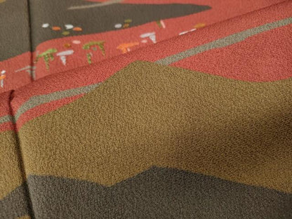 平和屋着物●訪問着　刺繍　遠山文　正絹　逸品　CABH9621ut