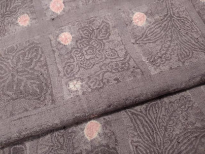 平和屋着物●上質な紬　絞り　ろうけつ染め　格子草花文　正絹　逸品　CABH9622ut