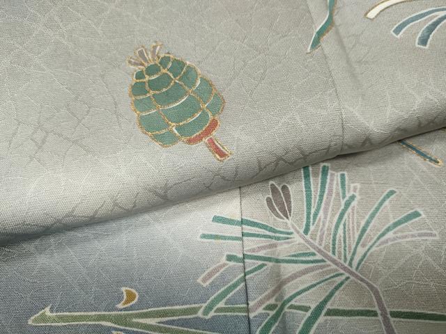 平和屋着物●訪問着　こぼれ松葉　まつぼっくり　暈し染め　金彩　正絹　逸品　CABH9623ut