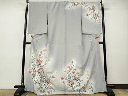 平和屋着物●訪問着　友禅　作家物　草花文　暈し染め　正絹　逸品　CABH9624ut