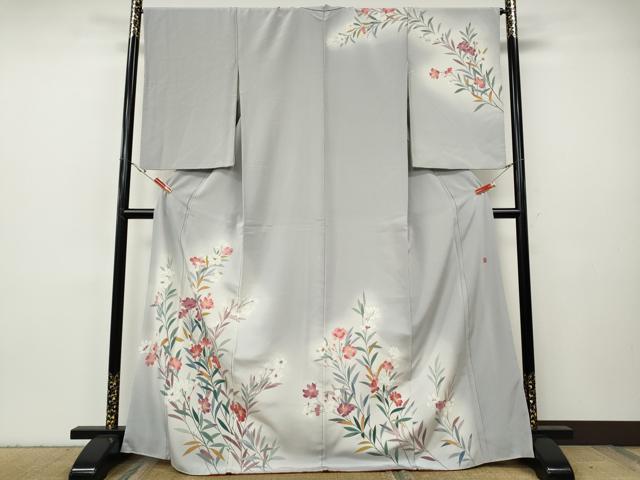 平和屋着物●訪問着　友禅　作家物　草花文　暈し染め　正絹　逸品　CABH9624ut