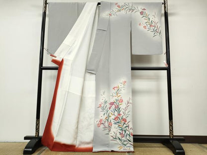 平和屋着物●訪問着　友禅　作家物　草花文　暈し染め　正絹　逸品　CABH9624ut