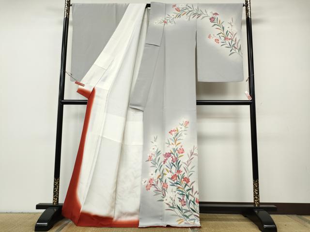 平和屋着物●訪問着　友禅　作家物　草花文　暈し染め　正絹　逸品　CABH9624ut