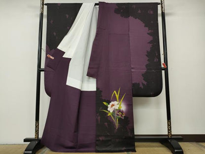 平和屋着物●豪華振袖　草花文　シルエット　蛍暈し　金通し地　正絹　逸品　CABH9627ut