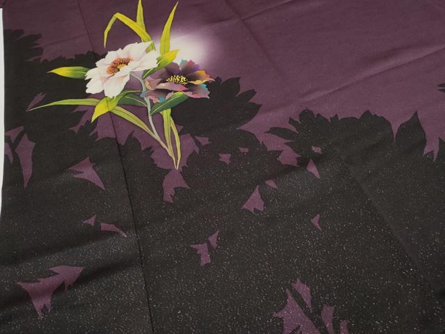 平和屋着物●豪華振袖　草花文　シルエット　蛍暈し　金通し地　正絹　逸品　CABH9627ut
