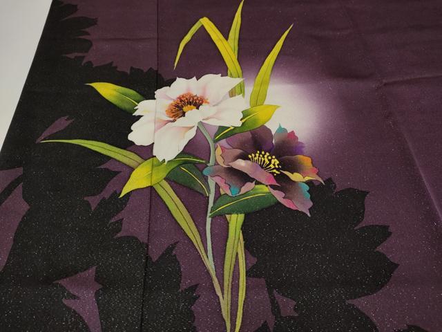 平和屋着物●豪華振袖　草花文　シルエット　蛍暈し　金通し地　正絹　逸品　CABH9627ut