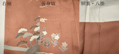 平和屋着物●訪問着　駒刺繍　屏風草花文　金彩　正絹　逸品　CABH9628ut