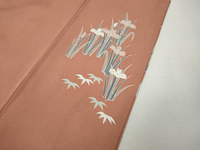 平和屋着物●訪問着　駒刺繍　屏風草花文　金彩　正絹　逸品　CABH9628ut