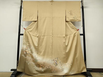 平和屋着物●訪問着　籬草花文　暈し染め　金彩　ますいわ屋扱い　正絹　逸品　CABH9629ut