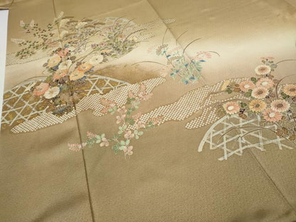 平和屋着物●訪問着　籬草花文　暈し染め　金彩　ますいわ屋扱い　正絹　逸品　CABH9629ut