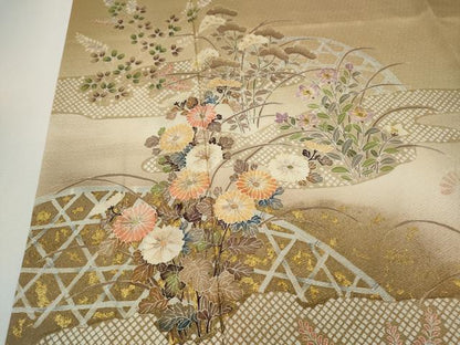 平和屋着物●訪問着　籬草花文　暈し染め　金彩　ますいわ屋扱い　正絹　逸品　CABH9629ut