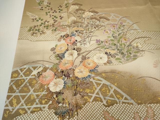 平和屋着物●訪問着　籬草花文　暈し染め　金彩　ますいわ屋扱い　正絹　逸品　CABH9629ut