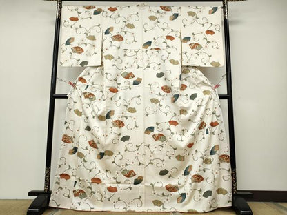 平和屋着物●上質な小紋　地紙蔦の葉花文　金彩　正絹　逸品　CABH9631ut