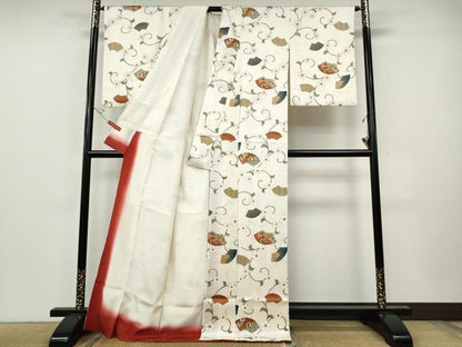 平和屋着物●上質な小紋　地紙蔦の葉花文　金彩　正絹　逸品　CABH9631ut