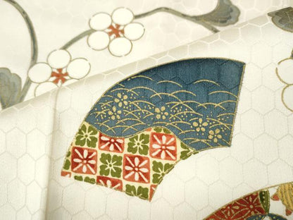 平和屋着物●上質な小紋　地紙蔦の葉花文　金彩　正絹　逸品　CABH9631ut
