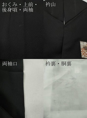 平和屋着物●上質な小紋　色紙草花文　黒地　金彩　小田急百貨店扱い　正絹　逸品　CABH9634ut