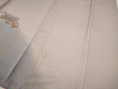 平和屋着物●訪問着　刺繍　地紙草花文　暈し染め　金銀彩　正絹　逸品　CABH9635ut