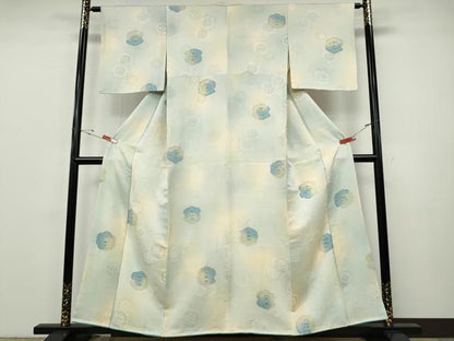 平和屋着物●上質な小紋　吉祥花文　地紋起こし　暈し染め　正絹　逸品　CABH9638ut