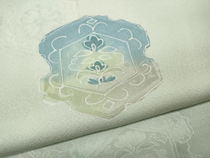 平和屋着物●上質な小紋　吉祥花文　地紋起こし　暈し染め　正絹　逸品　CABH9638ut