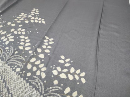 平和屋着物●訪問着　総絞り　流水草葉文　金彩　正絹　逸品　CABH9644ut