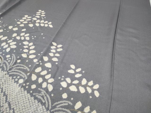 平和屋着物●訪問着　総絞り　流水草葉文　金彩　正絹　逸品　CABH9644ut