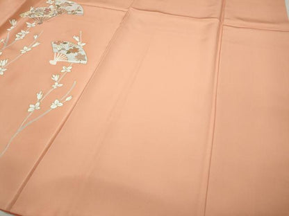 平和屋着物●訪問着　駒刺繍　扇面枝花文　暈し染め　金彩　正絹　逸品　CABH9645ut