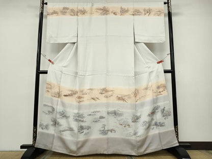 平和屋着物●訪問着　手描き　東海道五拾三次　暈し染め　正絹　逸品　CABH9647ut