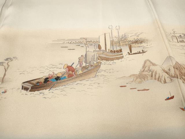 平和屋着物●訪問着　手描き　東海道五拾三次　暈し染め　正絹　逸品　CABH9647ut