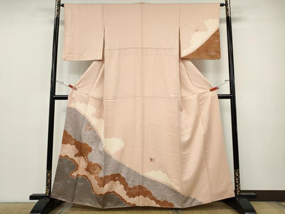 平和屋着物●訪問着　刺繍　雲重ね花文　金銀彩　正絹　逸品　CABH9648ut
