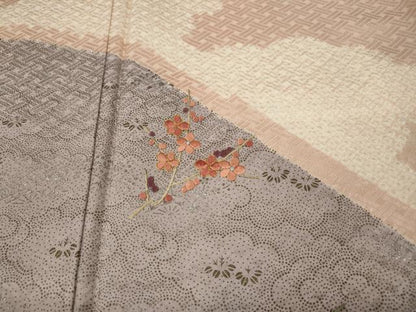 平和屋着物●訪問着　刺繍　雲重ね花文　金銀彩　正絹　逸品　CABH9648ut