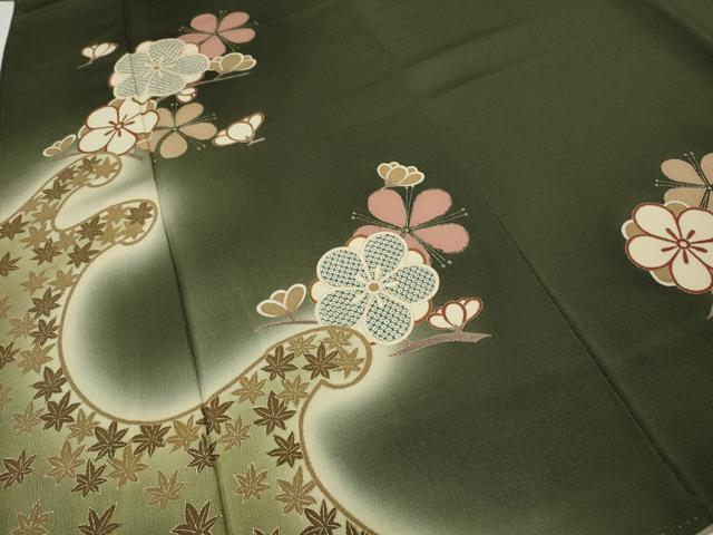 平和屋着物●訪問着　立波枝花文　暈し染め　金彩　鬼しぼ縮緬　ロング丈　正絹　逸品　CABH9652ut