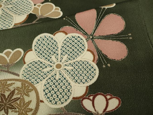 平和屋着物●訪問着　立波枝花文　暈し染め　金彩　鬼しぼ縮緬　ロング丈　正絹　逸品　CABH9652ut