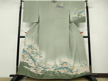 平和屋着物●訪問着　風景草花文　暈し染め　金彩　正絹　逸品　CABH9657ut