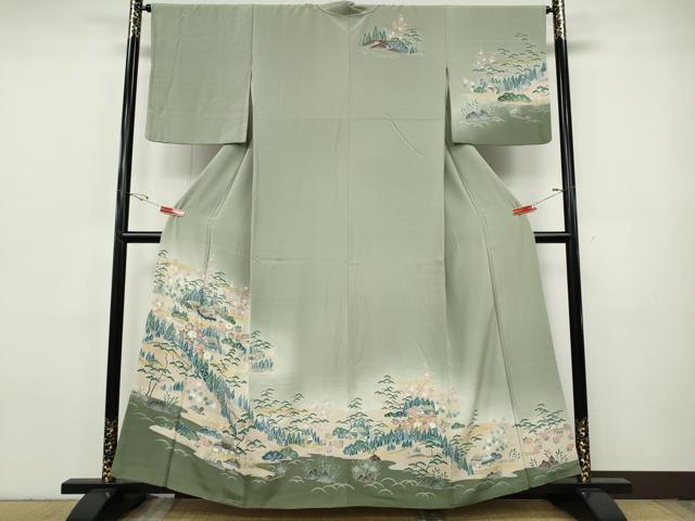 平和屋着物●訪問着　風景草花文　暈し染め　金彩　正絹　逸品　CABH9657ut