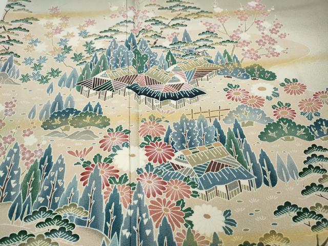 平和屋着物●訪問着　風景草花文　暈し染め　金彩　正絹　逸品　CABH9657ut