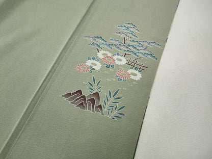 平和屋着物●訪問着　風景草花文　暈し染め　金彩　正絹　逸品　CABH9657ut