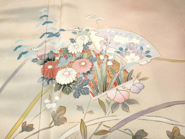平和屋着物●訪問着　地紙草花文　暈し染め　金銀彩　正絹　逸品　CABH9658ut