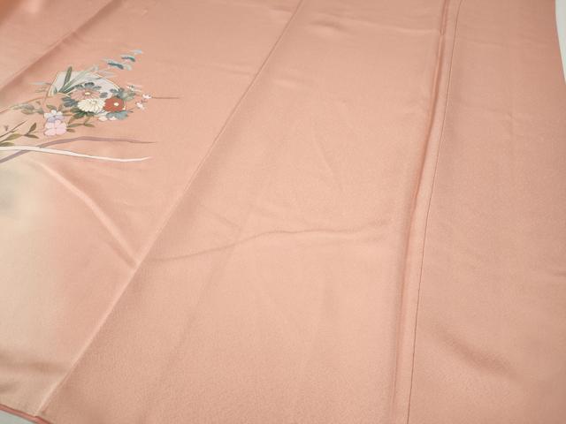 平和屋着物●訪問着　地紙草花文　暈し染め　金銀彩　正絹　逸品　CABH9658ut