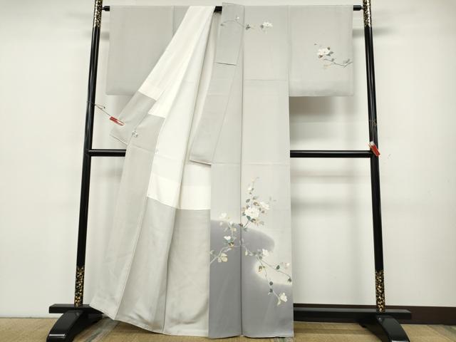 平和屋着物●京加賀友禅　百貫達雄　訪問着　枝花文　銀座おおぎ屋扱い　たとう紙付き　正絹　逸品　CABH9659ut