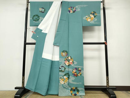 平和屋着物●ファッションデザイナー 花井幸子　訪問着　駒刺繍　花丸文　金彩　正絹　逸品　CABH9660ut