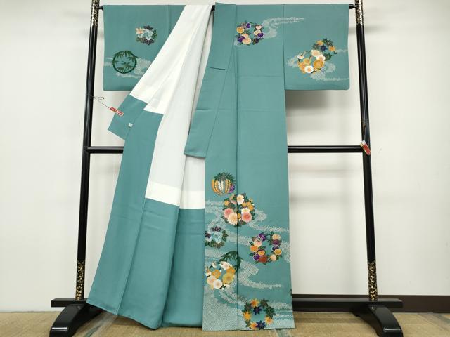 平和屋着物●ファッションデザイナー 花井幸子　訪問着　駒刺繍　花丸文　金彩　正絹　逸品　CABH9660ut