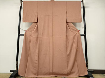 平和屋着物●本草木染作家　瑞寶　色無地　紋意匠　土器色　正絹　逸品　CABH9665ut