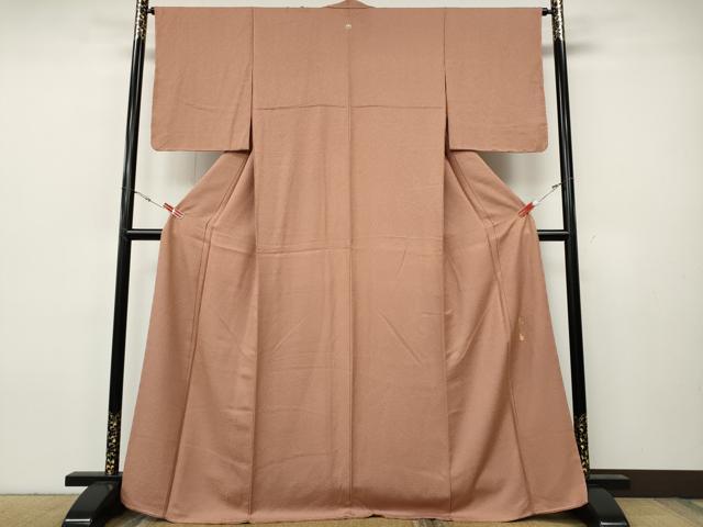 平和屋着物●本草木染作家　瑞寶　色無地　紋意匠　土器色　正絹　逸品　CABH9665ut