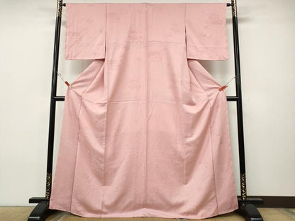 平和屋着物●染色作家　奥田祐斎　色無地　祐斎白樺染　文箱花地紋　紅梅色　正絹　逸品　CABH9666ut