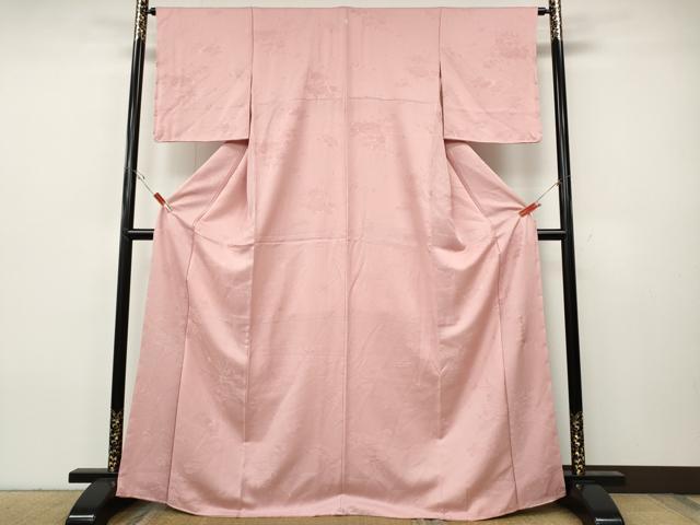 平和屋着物●染色作家　奥田祐斎　色無地　祐斎白樺染　文箱花地紋　紅梅色　正絹　逸品　CABH9666ut