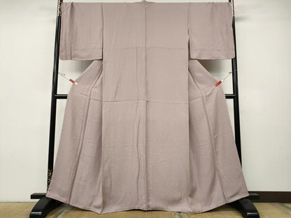 平和屋着物●上質な色無地　吉祥地紋　薄柿色　正絹　逸品　未使用　CABH9667ut