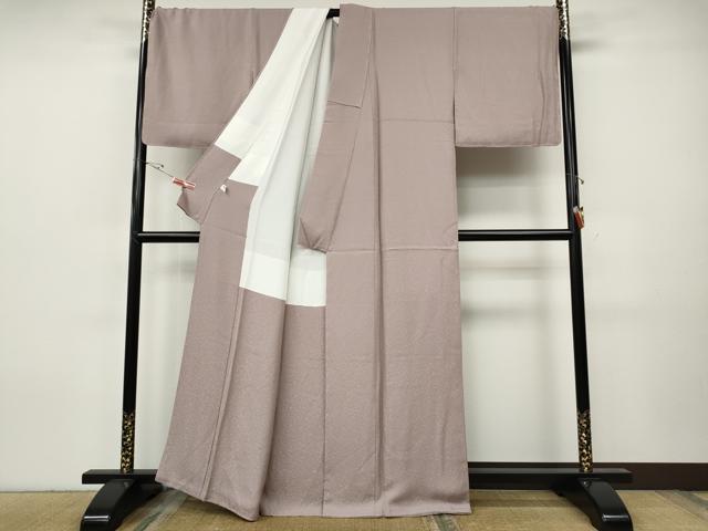 平和屋着物●上質な色無地　吉祥地紋　薄柿色　正絹　逸品　未使用　CABH9667ut
