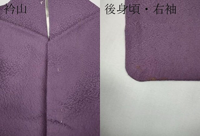 平和屋着物●上質な色無地　堅牢染　草木染　紋意匠　古代紫色　反端付き　正絹　逸品　CABH9668ut